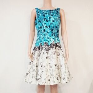 Beautiful CB Established 1962 Teal Blue Fit & Flare Sleeveless Dress Size 8